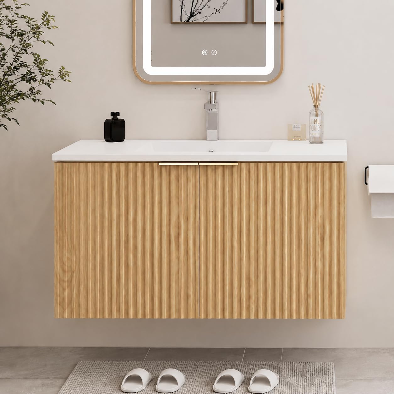 Home Bathroom Cabinets - Mueble de Baño Flotante Moderno con