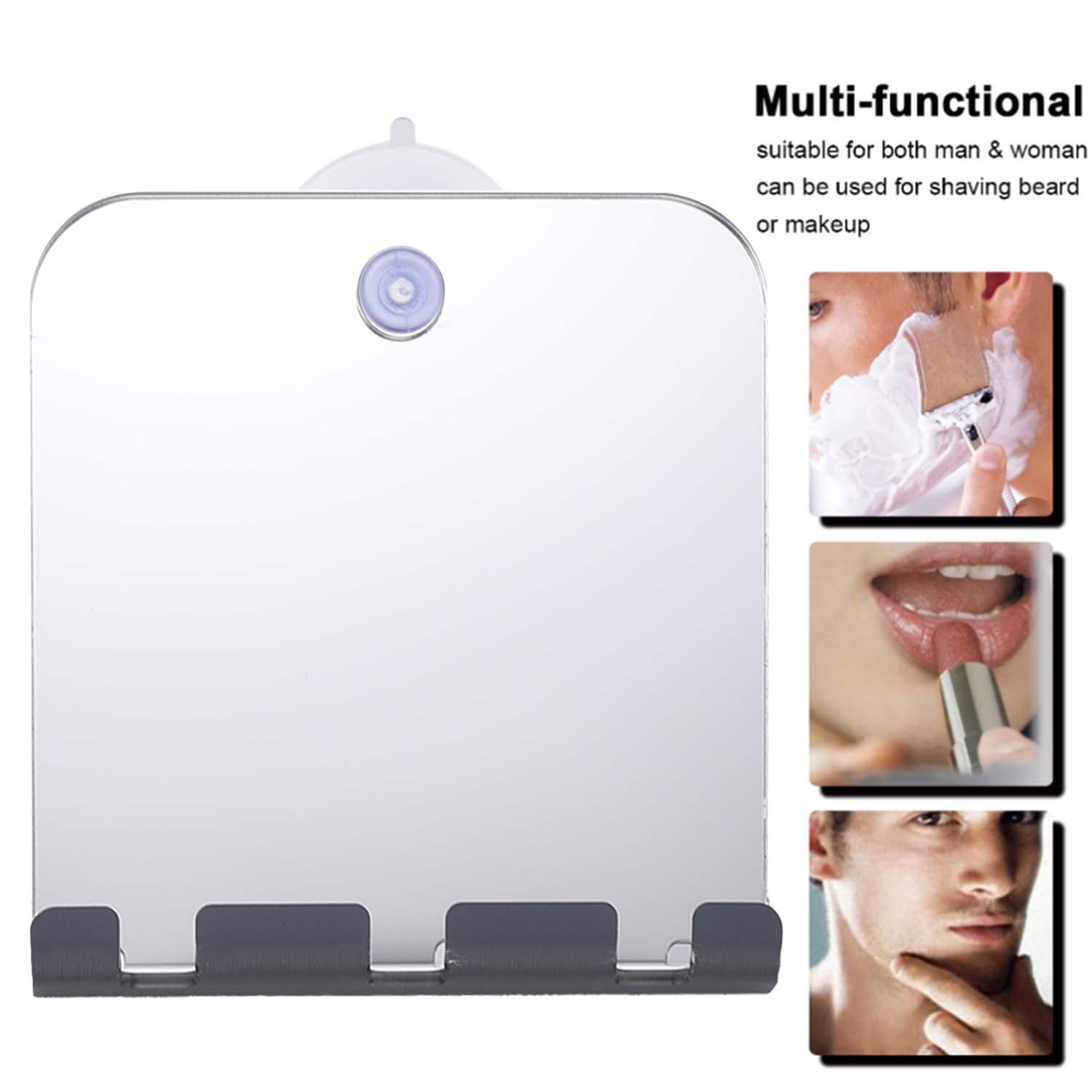 Shaving Mirror Suction - Espejo de viaje irrompible sin niebla,