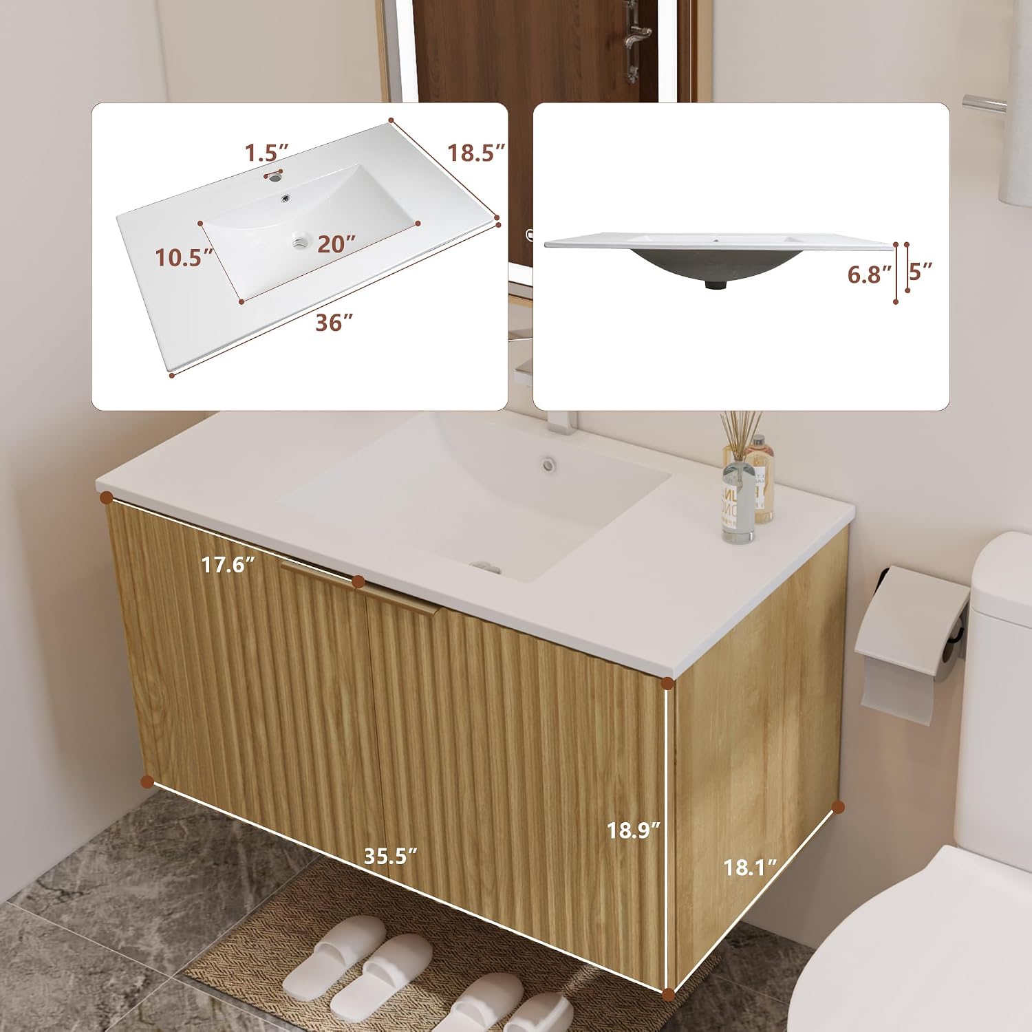 Mueble de Baño Flotante Modern - Home Bathroom Cabinets reseña y precio